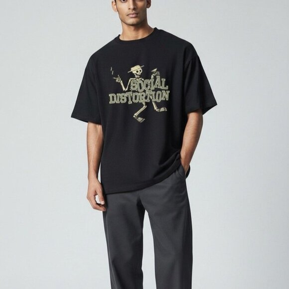 Vintage Social Distortion Big Logo Hanes Shirt Black XXL - Picture 1 of 4